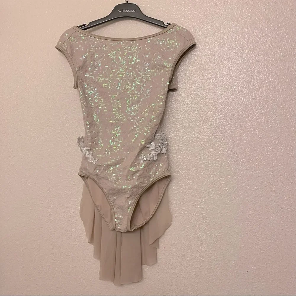WEISSMAN Dance Costume beige sequin Love Is Just A Word 13442 SA-Small adult